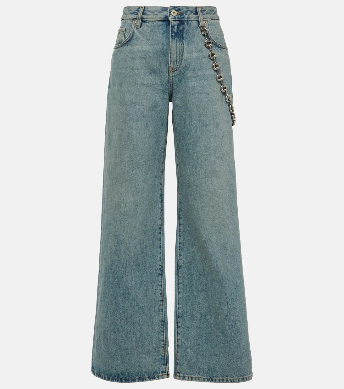 Loewe High Rise Flare Jeans with Chain, Blue