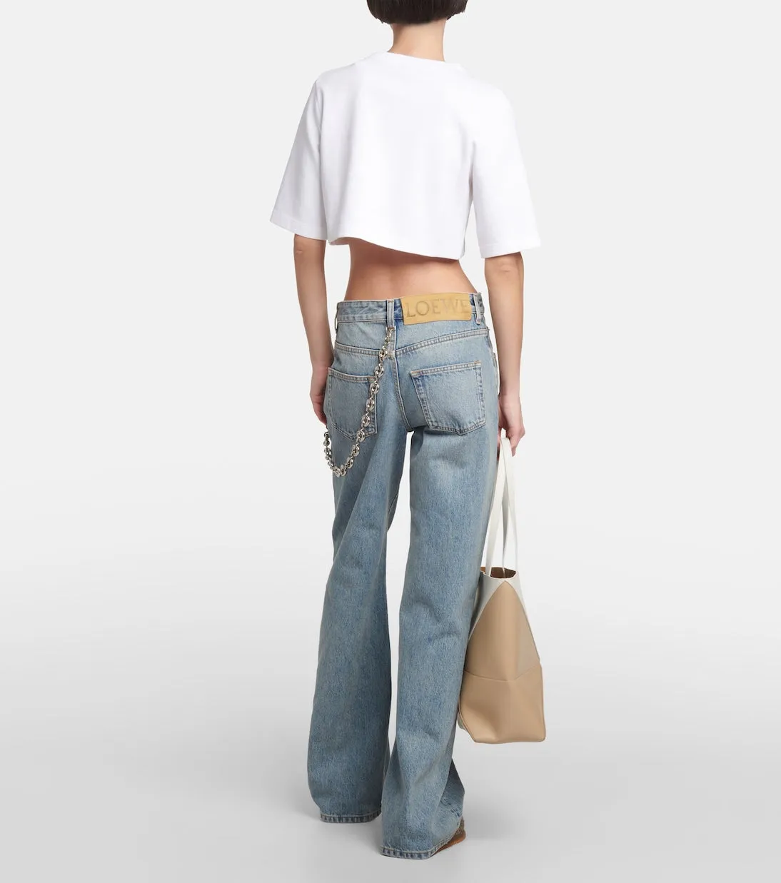 Loewe High Rise Flare Jeans with Chain, Blue