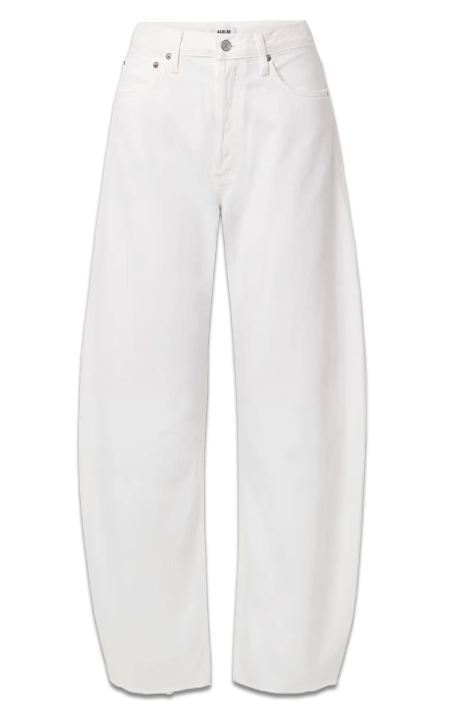 Luna Frayed High-Rise Barrel-Leg Jeans
