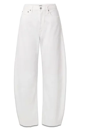 Luna Frayed High-Rise Barrel-Leg Jeans