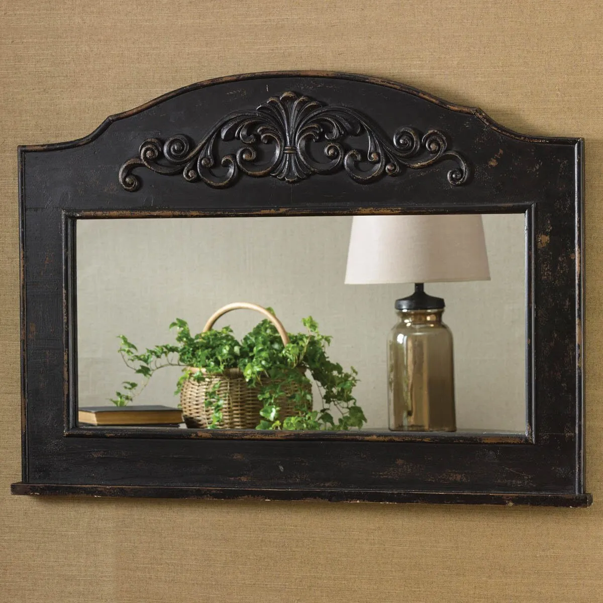 Mantle Top Mirror - Aged Black