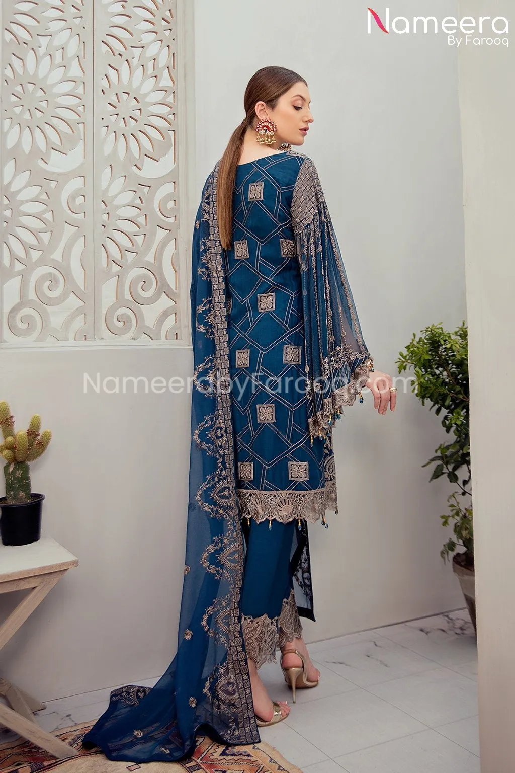 Maryum n Maria Embroidered Chiffon Dress Online #PF105