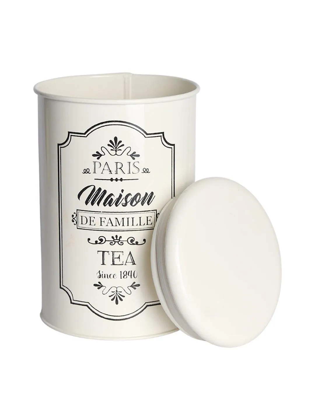 Metal Tea Jar - Ivory & 900 Ml