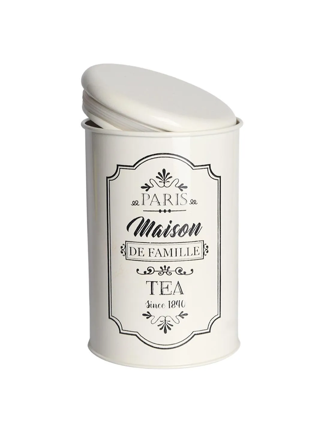 Metal Tea Jar - Ivory & 900 Ml