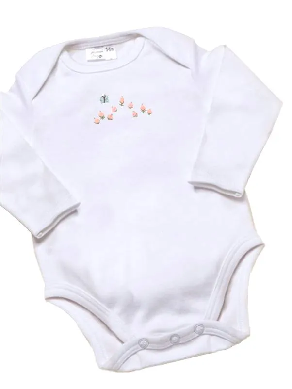 Onesie (Long Sleeve), Combed Cotton, Embroidered