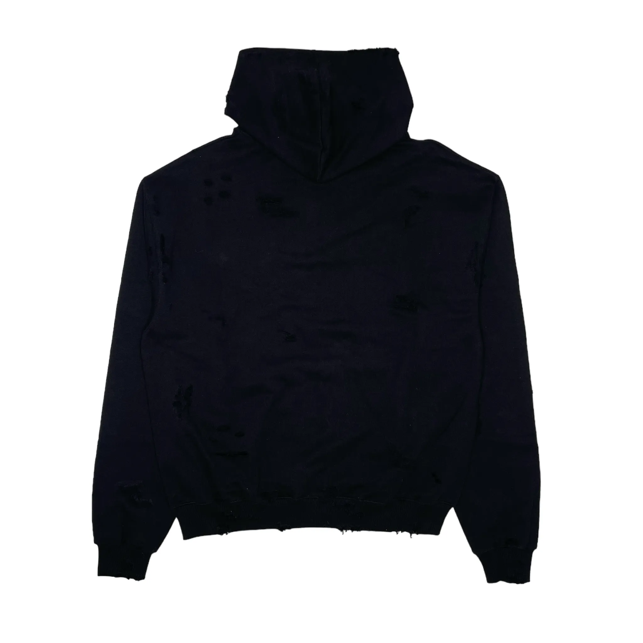 PARTCH Distressed Oversized Hoodie Black Organic Cotton