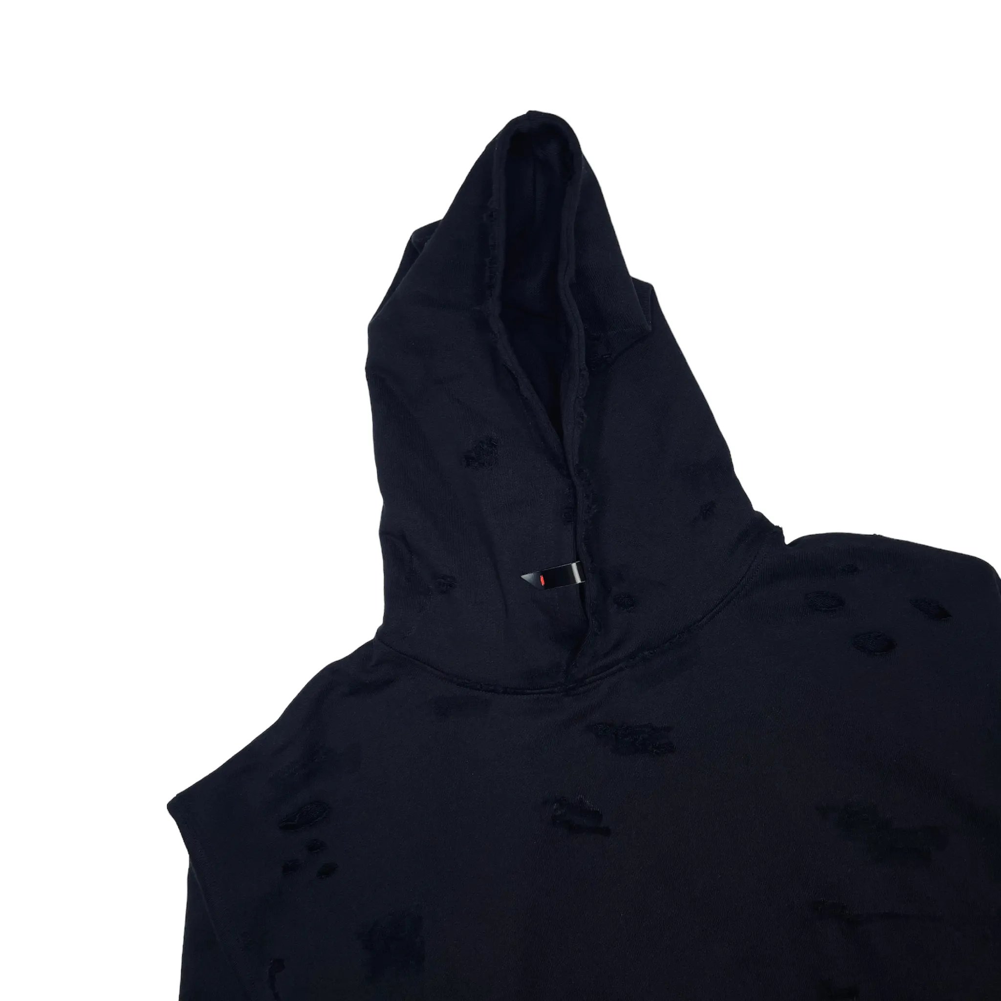 PARTCH Distressed Oversized Hoodie Black Organic Cotton