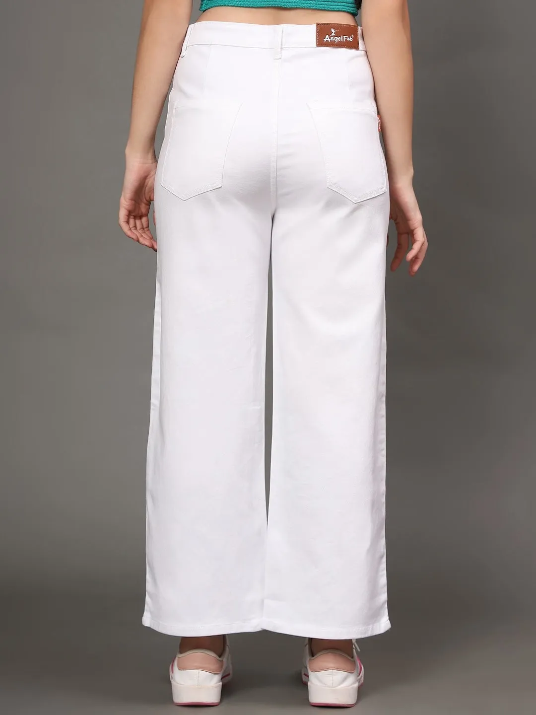 Pure Elegance Wide Leg White Jeans