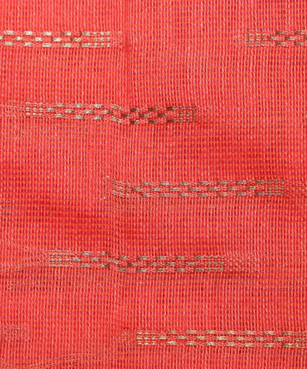 Red Colour Geometric Pattern Chanderi Silk Fabric