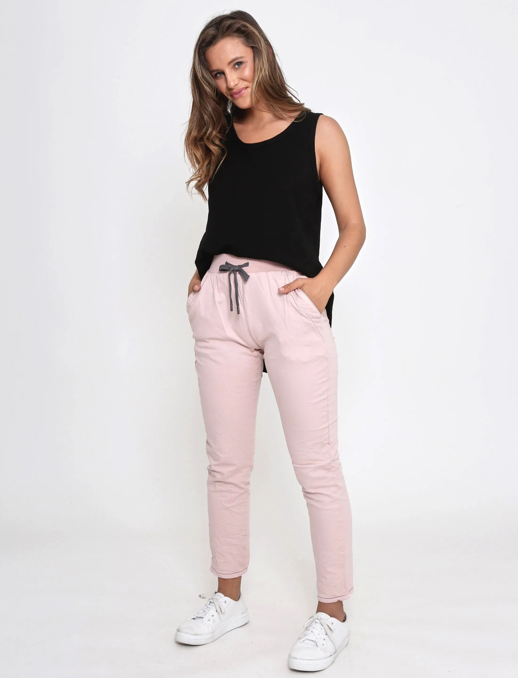 Riley Stretch Denim Joggers - Blush