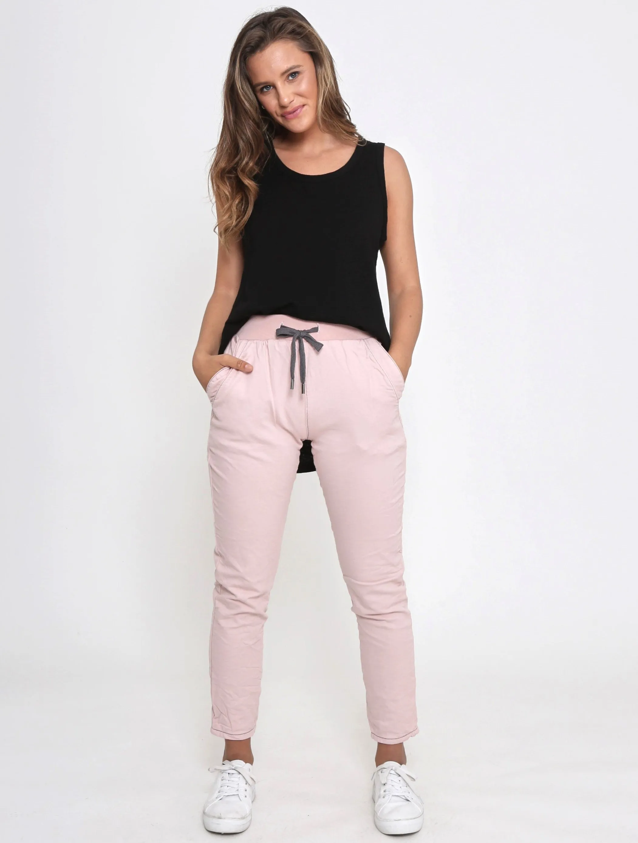 Riley Stretch Denim Joggers - Blush