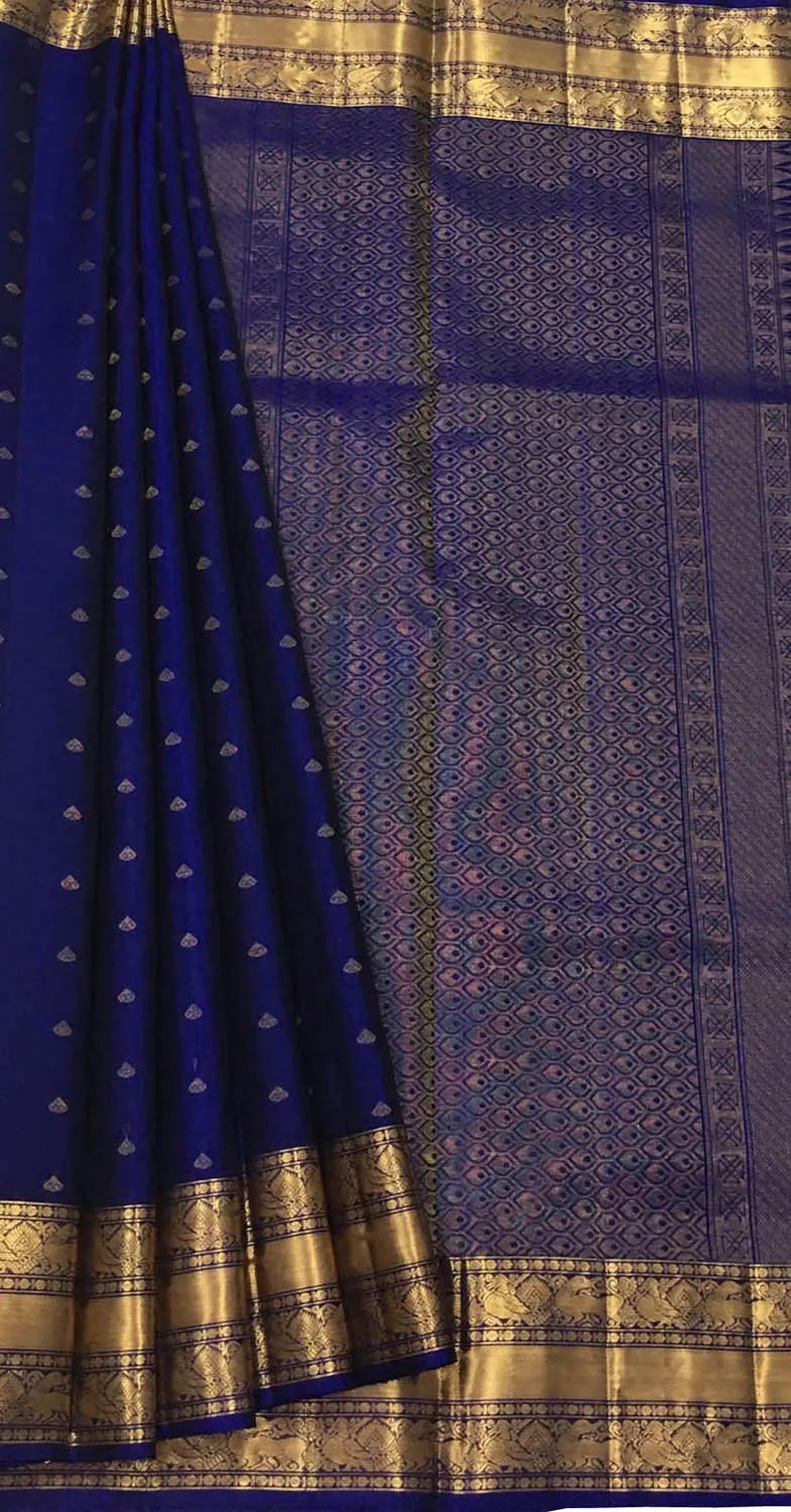 Royal Blue Handloom Kanjeevaram Silk Saree