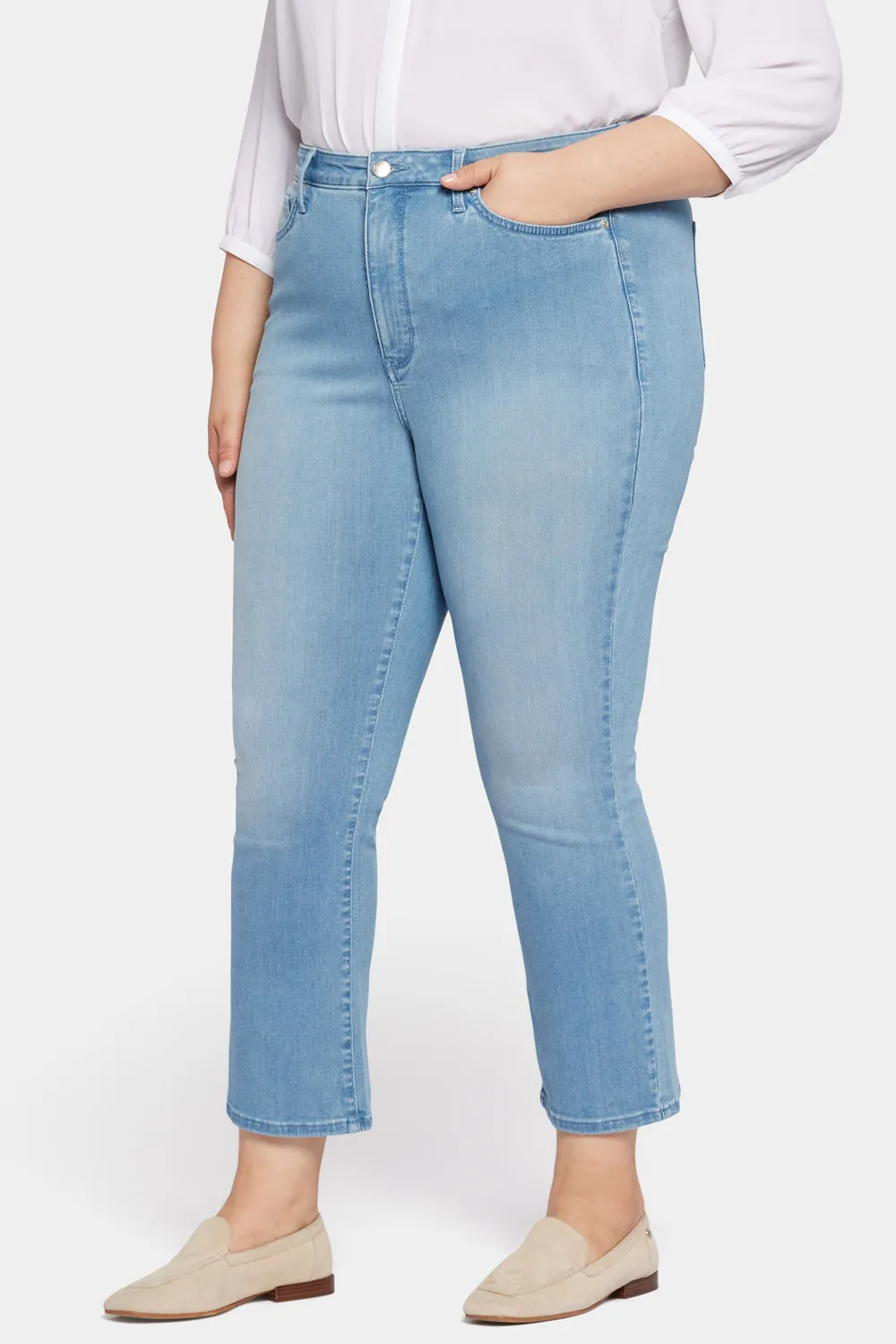 Slim Bootcut Ankle Jeans In Plus Size - Lustre