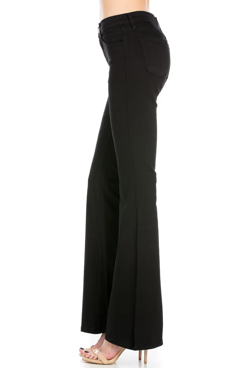 Stepping Out Mid-Rise Denim Flare Jeans Black