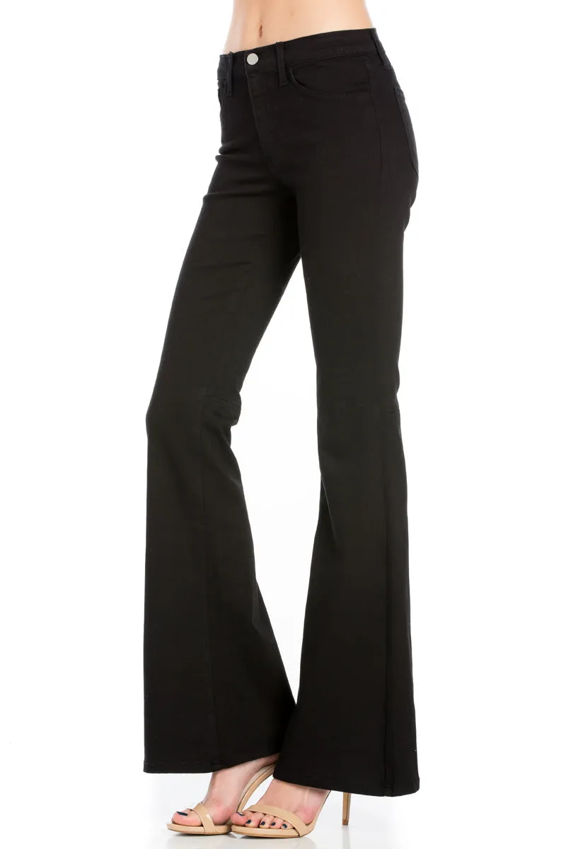 Stepping Out Mid-Rise Denim Flare Jeans Black