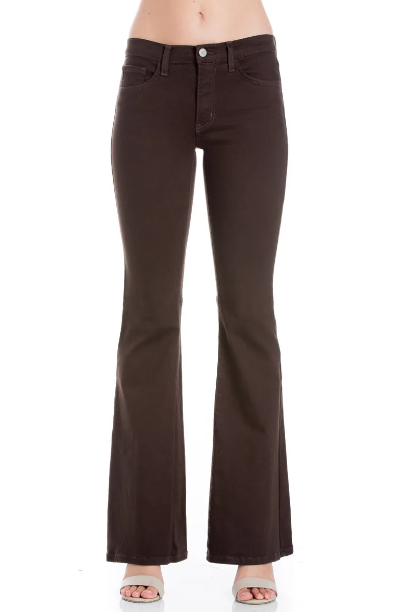 Stepping Out Mid-Rise Denim Flare Jeans Black