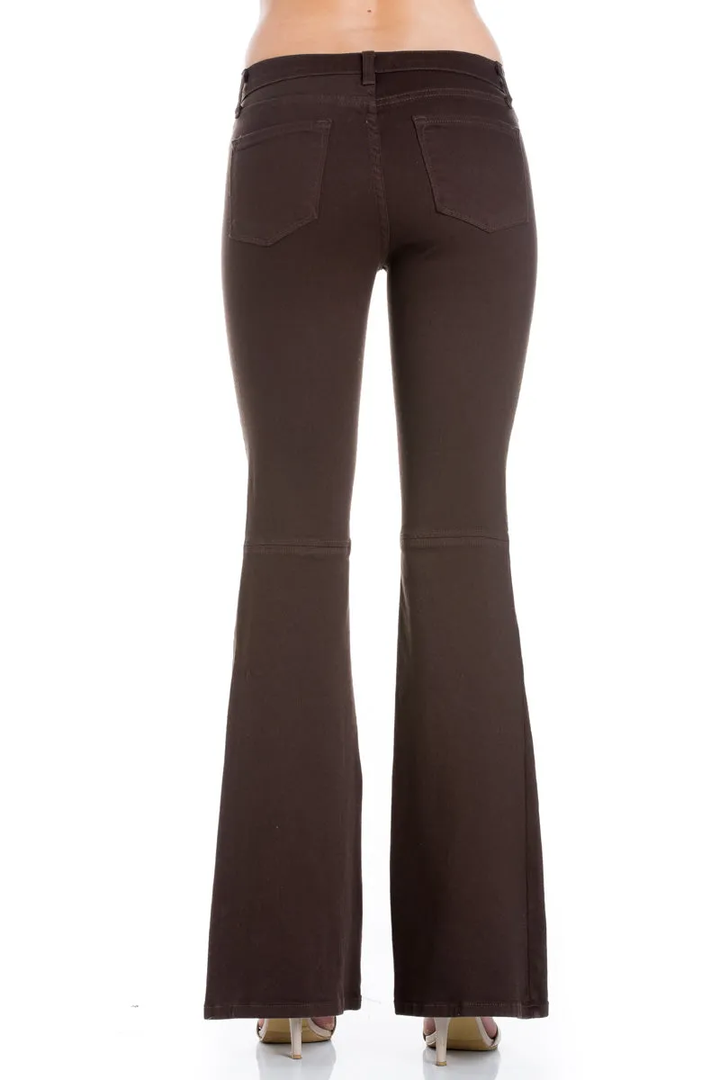 Stepping Out Mid-Rise Denim Flare Jeans Black