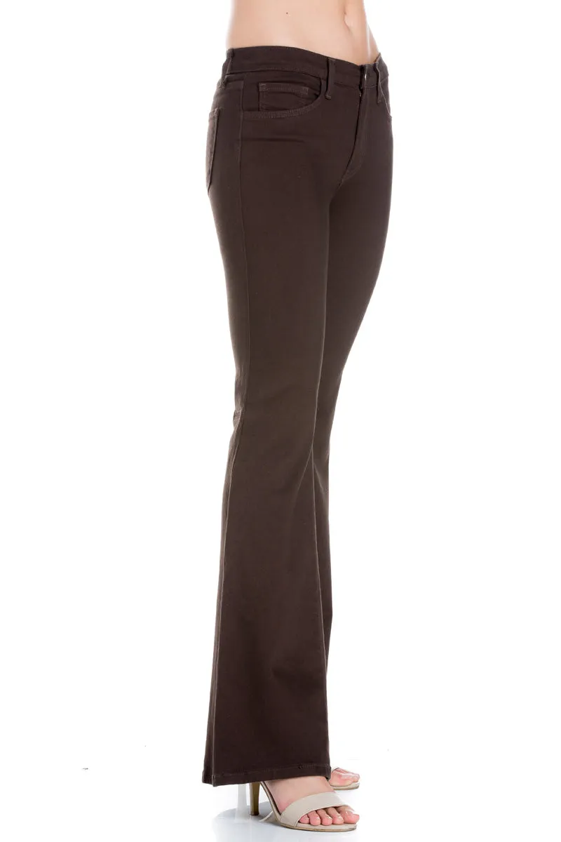 Stepping Out Mid-Rise Denim Flare Jeans Black