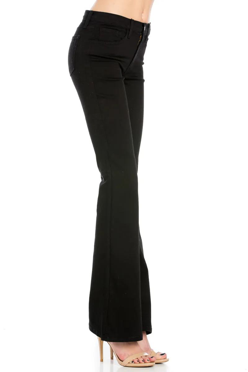 Stepping Out Mid-Rise Denim Flare Jeans Black