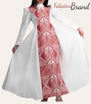 Stunning White Cloche Satin All Long Embroidered Dress