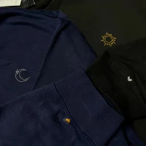Sun & Moon Hand Embroidered Couple Hoodies