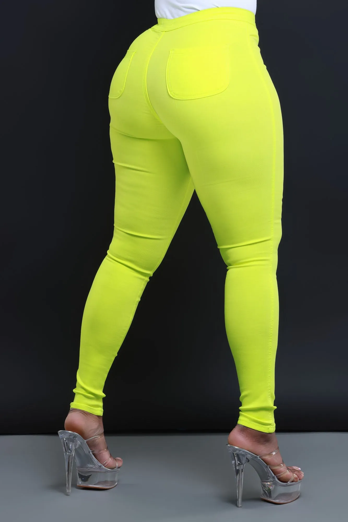 Super Swank High Waist Stretchy Jeans - Neon Yellow