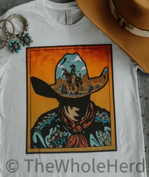 The Whole Herd Unisex Adult Cowboy Hat Western Scene Graphic Tee WHCHWS
