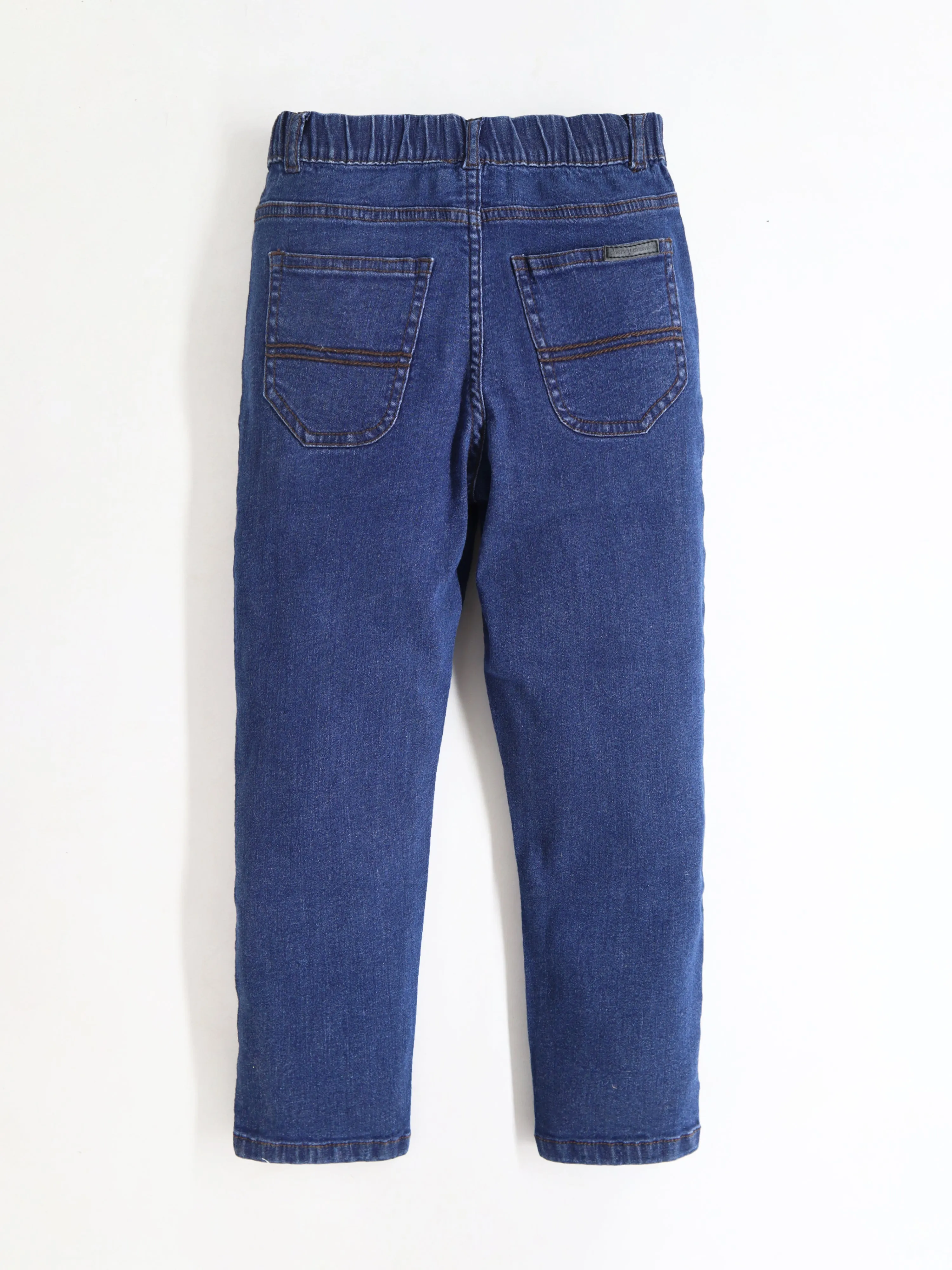 Unisex Easy Fit Washed Dark Blue Denim Jeans