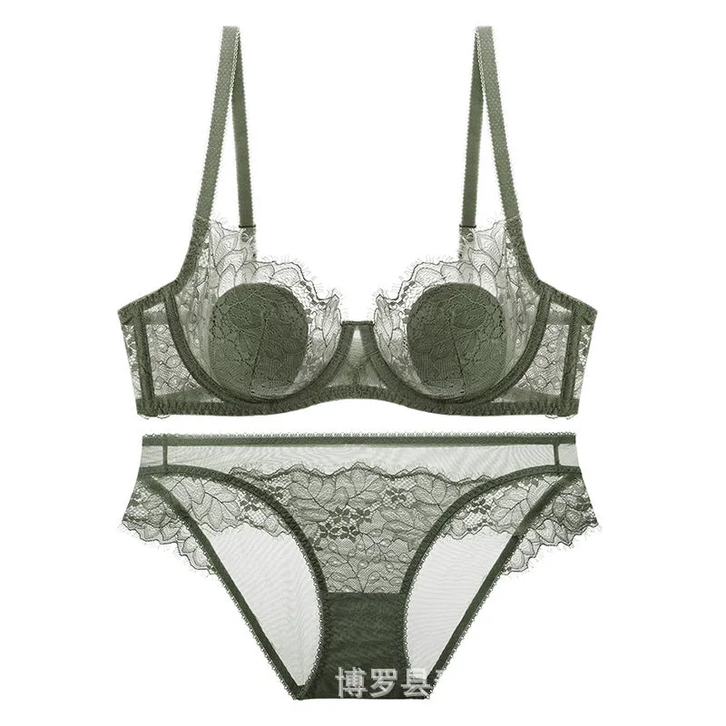 Women Lace Embroidered Bra Thin Cup Summer Big Breast Underwear Women's Push Up Lace Underwear
