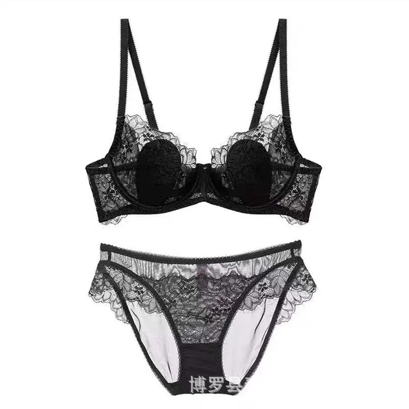 Women Lace Embroidered Bra Thin Cup Summer Big Breast Underwear Women's Push Up Lace Underwear