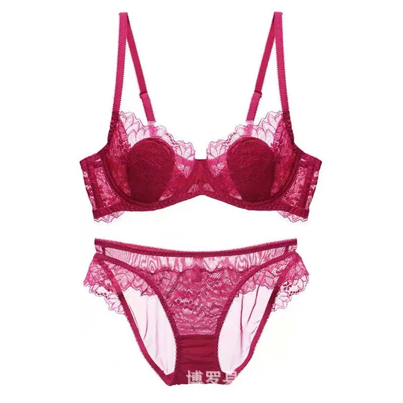 Women Lace Embroidered Bra Thin Cup Summer Big Breast Underwear Women's Push Up Lace Underwear