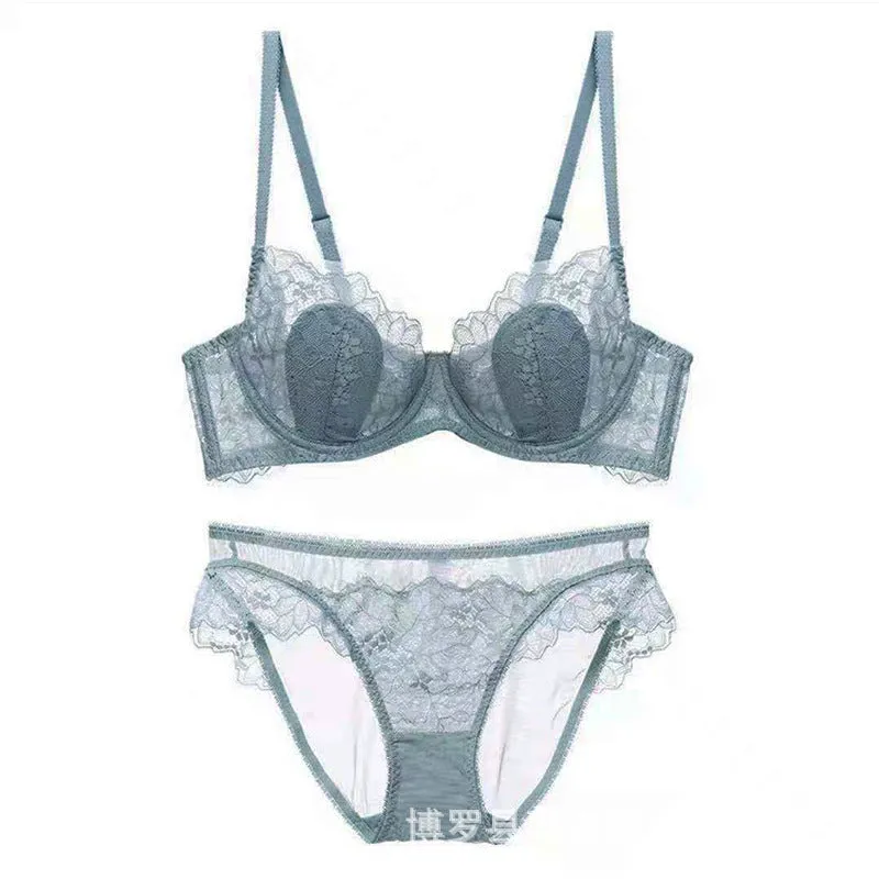 Women Lace Embroidered Bra Thin Cup Summer Big Breast Underwear Women's Push Up Lace Underwear