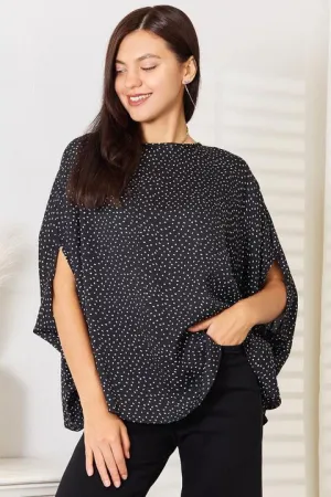 Women's Double Take Printed Dolman Sleeve Round Neck Blouse