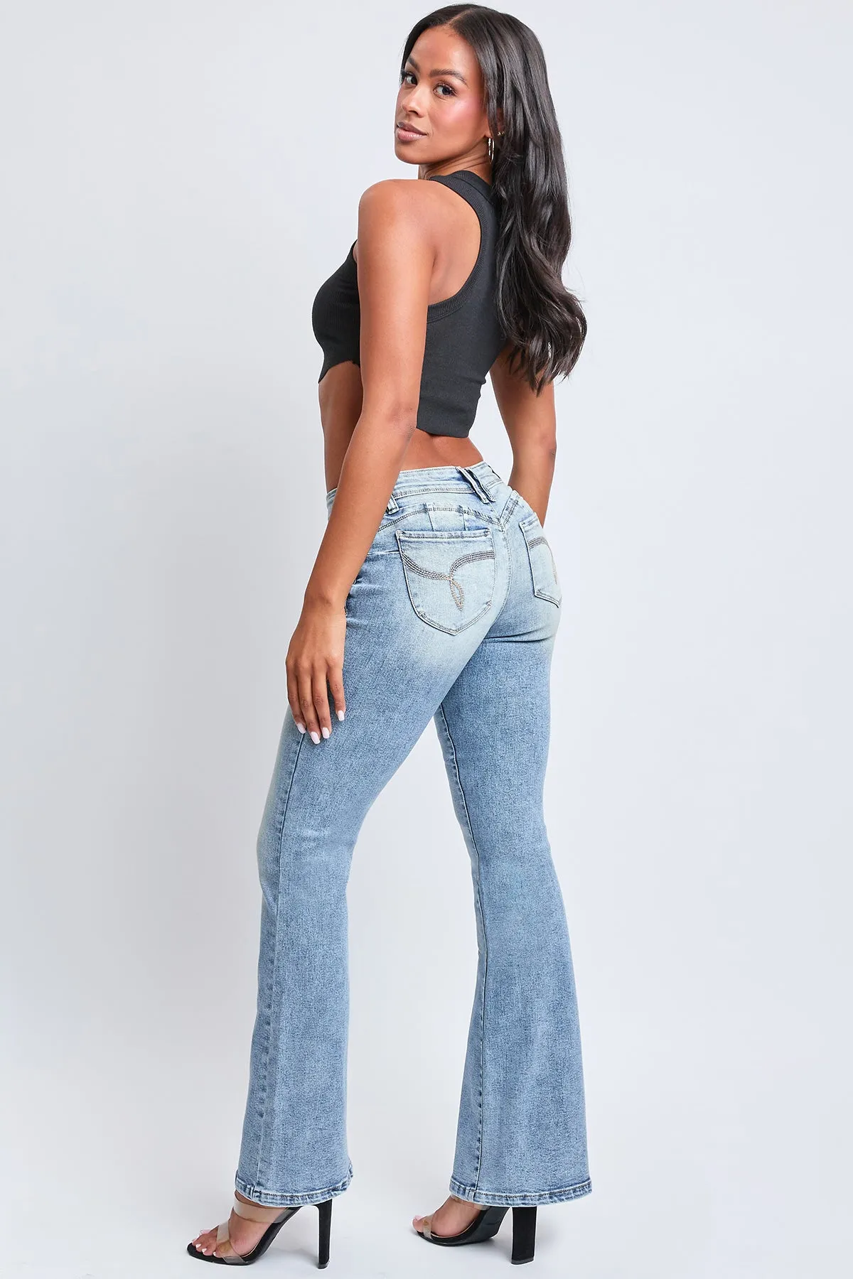 Women's WannaBettaButt Low Rise Embroidered Flare Jeans