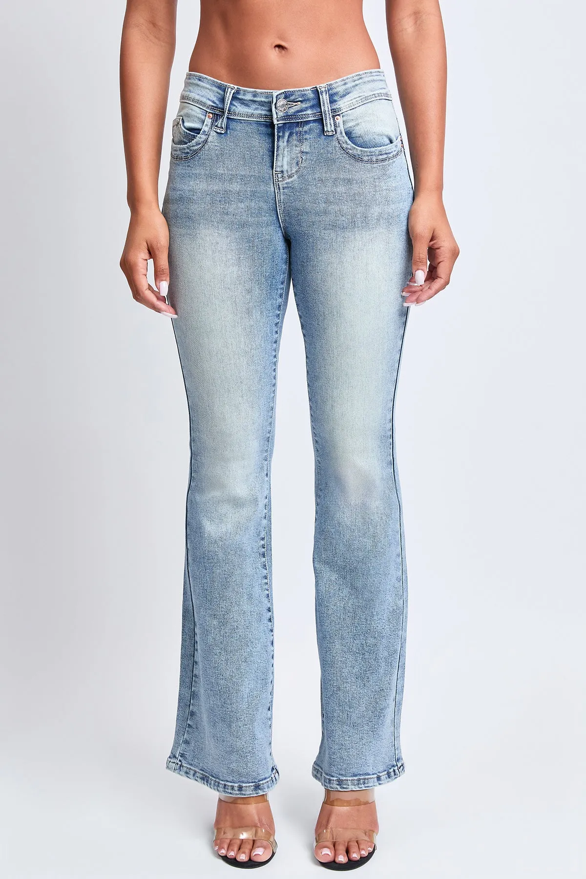 Women's WannaBettaButt Low Rise Embroidered Flare Jeans