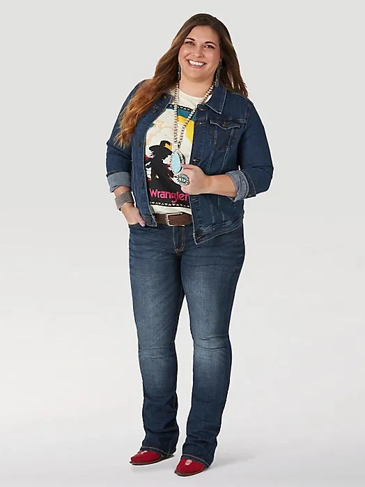 Wrangler Retro Women's Mae Mid Rise Bootcut Jean in Dark Blue (Available in Regular & Plus Sizes)