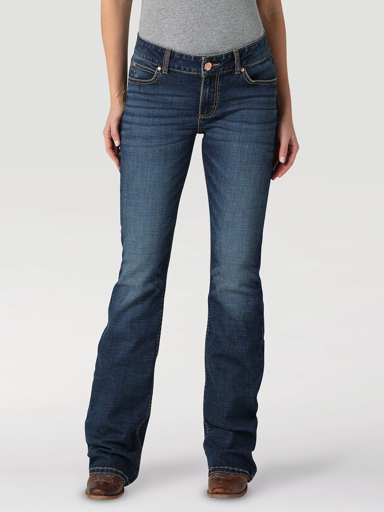 Wrangler Retro Women's Mae Mid Rise Bootcut Jean in Dark Blue (Available in Regular & Plus Sizes)