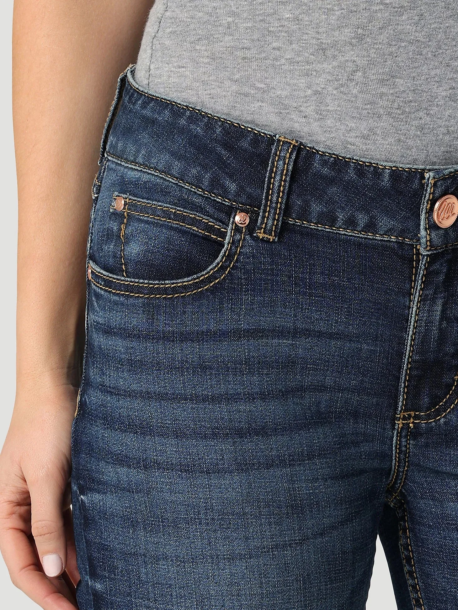 Wrangler Retro Women's Mae Mid Rise Bootcut Jean in Dark Blue (Available in Regular & Plus Sizes)