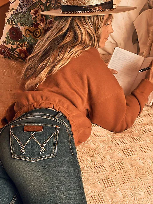 Wrangler Retro Women's Mae Mid Rise Bootcut Jean in Dark Blue (Available in Regular & Plus Sizes)